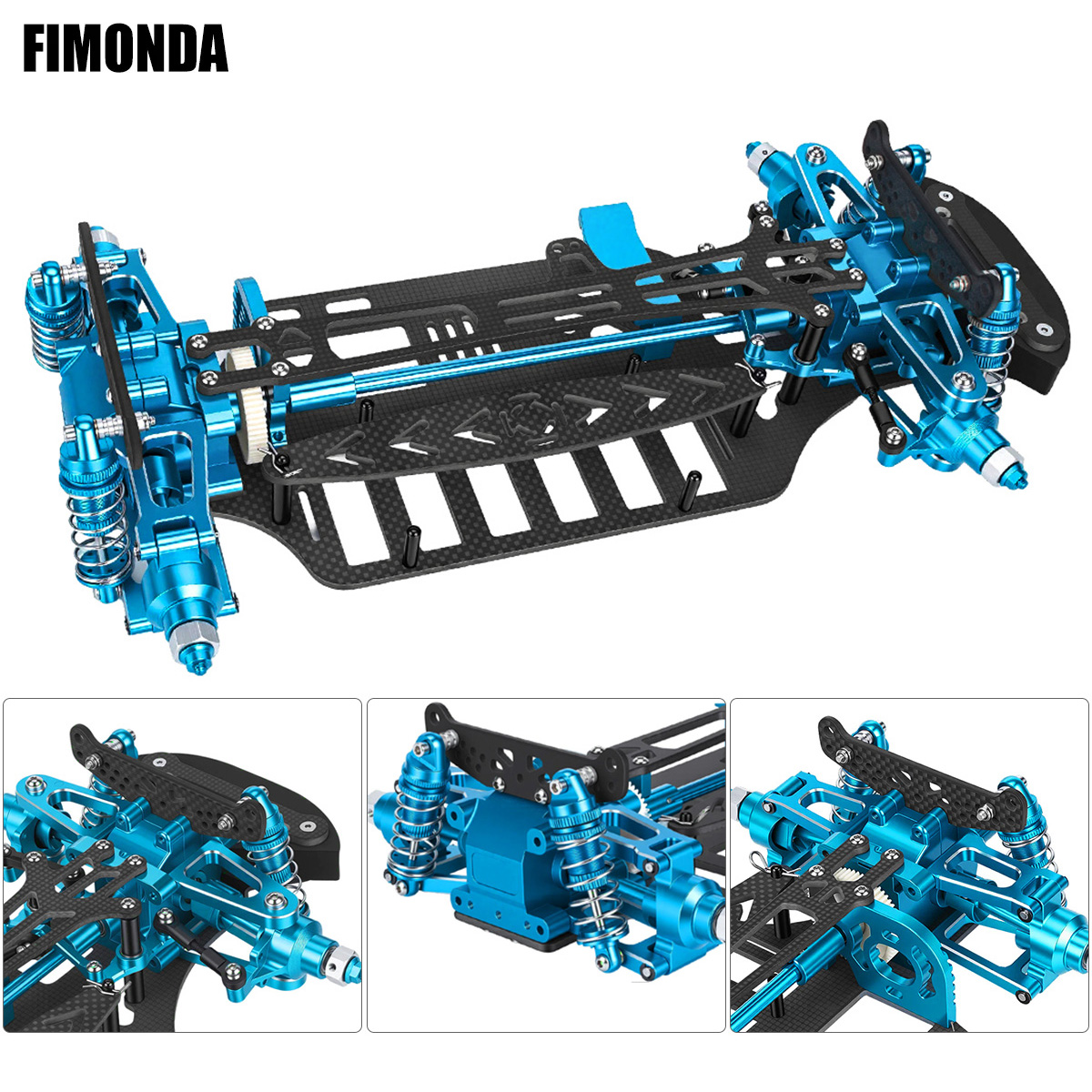 Shock Absorber Rc - ชุดโครงอะลูมิเนียมและคาร์บอนไฟเบอร์พร้อมโช้คอัพและระบบขับเคลื่อนสายพาน สำหรับรถ RC ขนาด 1/10 รุ่น