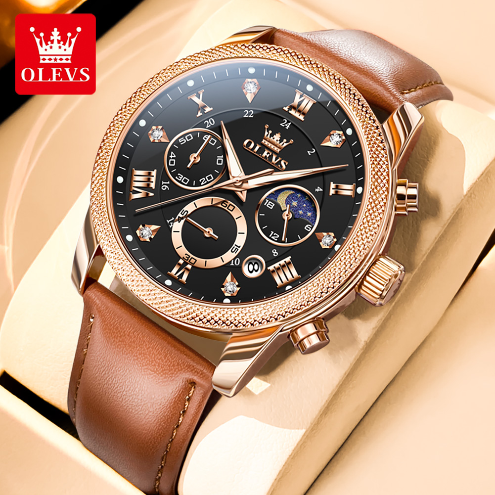 Brushless Motor 3650 - นาฬิกา OLEVS 3660 Moon Phase Chronograph