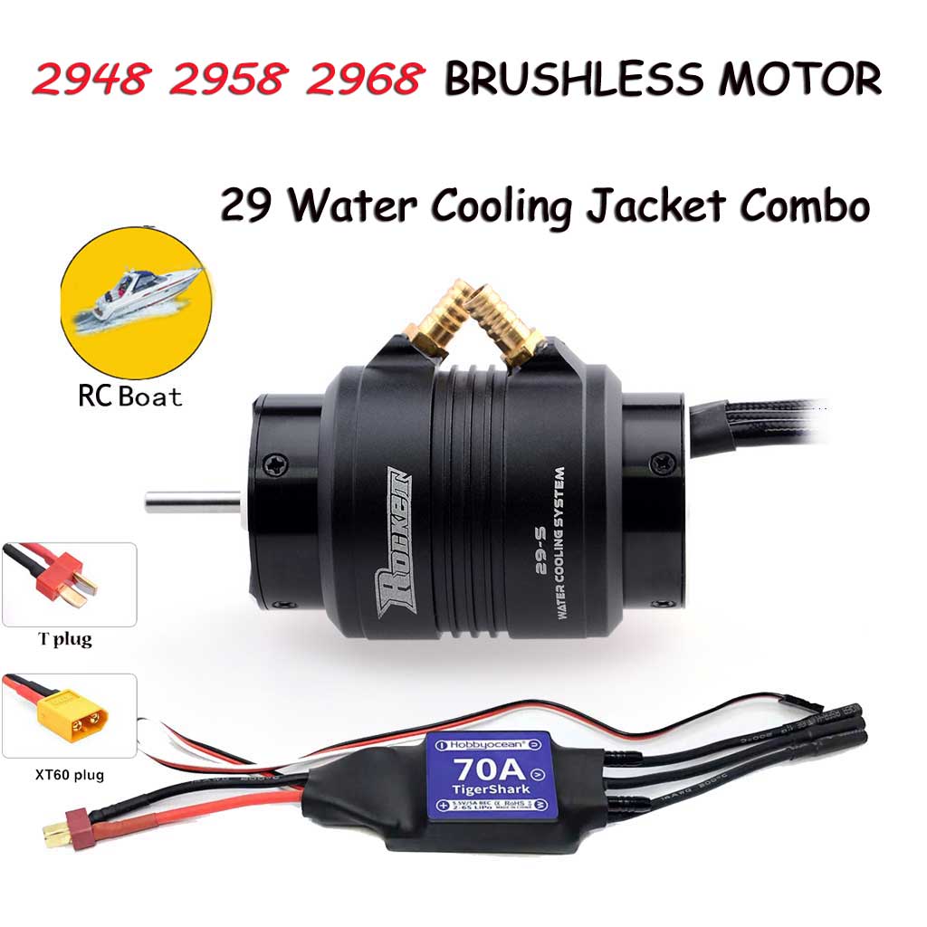 Rc Hobbyking - แจ็กเก็ตระบายความร้อนด้วยน้ำแบบ29-L มอเตอร์29-S 2968 2948แบบไร้แปรงถ่าน70A ชุดผสม ESC